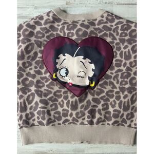 Betty Boop HTF Brand New Small Leopard Beige/Brown Cardigan NWT